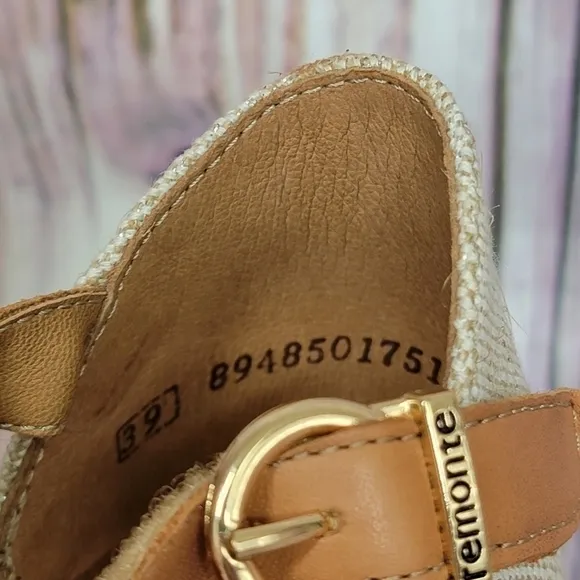 REMONTE by Rieker Brown Leather Cork Wedge Sandals