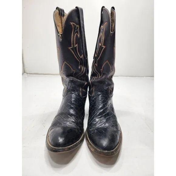 Renegade Mens Alligator Skin Pull On Western Cowboy Boots Black Size 8.5