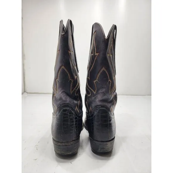 Renegade Mens Alligator Skin Pull On Western Cowboy Boots Black Size 8.5