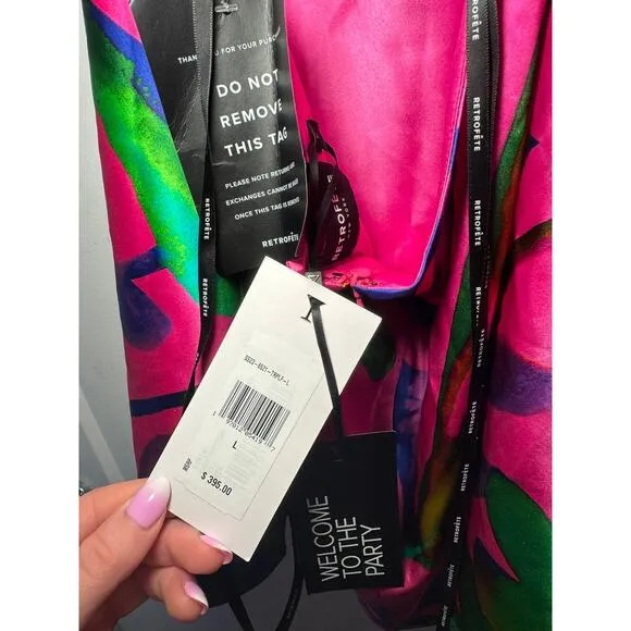 Retrofête | Josefine Silk Chiffon Mini Dress – Tropical Leaf (Size L, NWT)