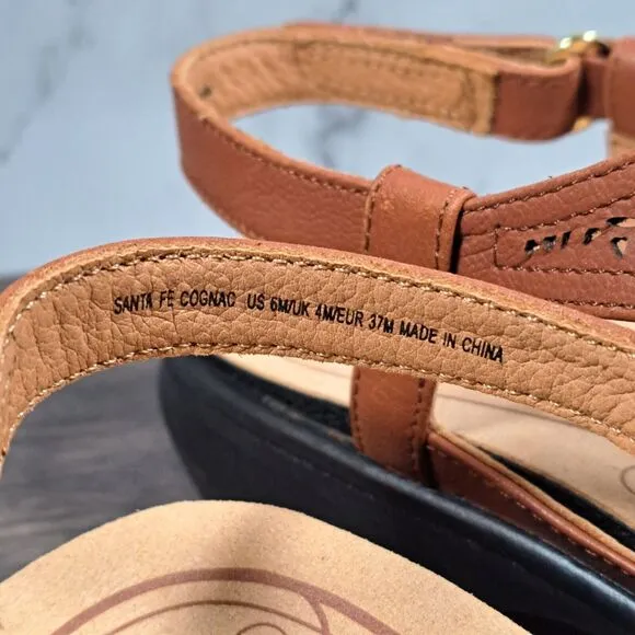 Revere Santa Fe T Strap Cognac Sandals w/Fitting Kit Accesories Womens 6 M (NIB)