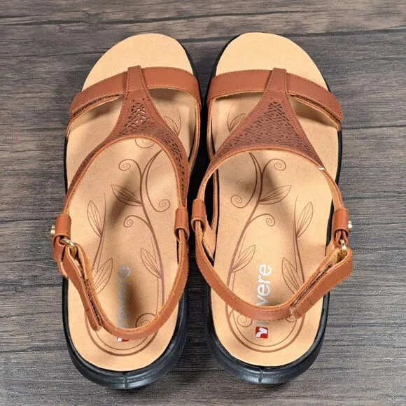 Revere Santa Fe T Strap Cognac Sandals w/Fitting Kit Accesories Womens 6 M (NIB)