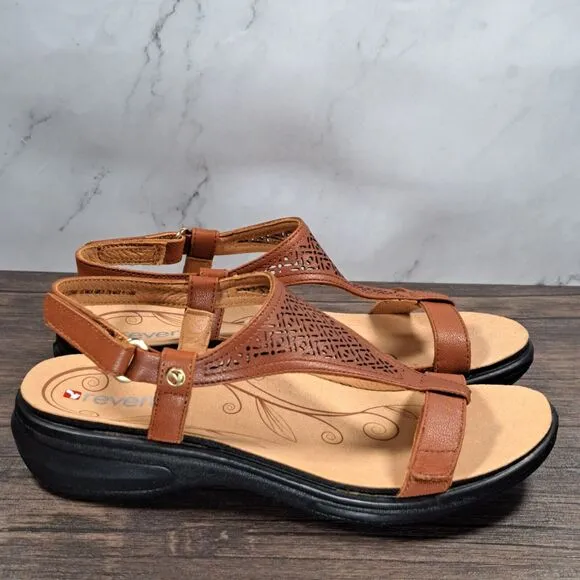 Revere Santa Fe T Strap Cognac Sandals w/Fitting Kit Accesories Womens 6 M (NIB)