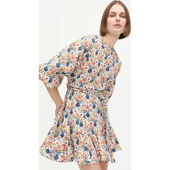 RHODE Ella Dress in Harmony Print Cotton Ruffle Mini Dress