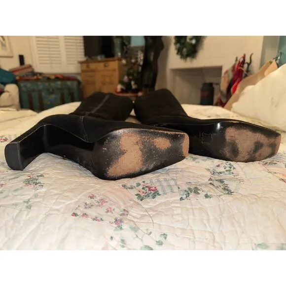 RICHARD TYLER BLACK SUEDE SLEEK HIGH HEEL BOOTS 8