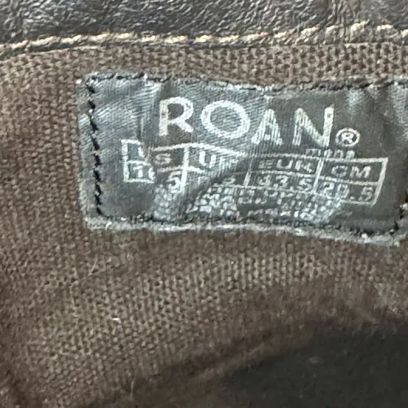 Roan Brown Distressed Leather Harness Pull On Side Zipper Rubber Sole Boots 10.5