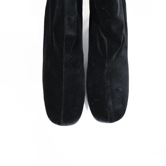 Robert Clergerie Size 6.5 Velvet Pull on Square Toe Block Heel Boots
