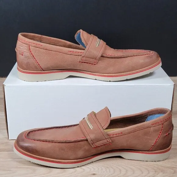 Robert Graham Gansevoort Shoes Mens Size 10.5 D Brown Leather Loafers Round Toe
