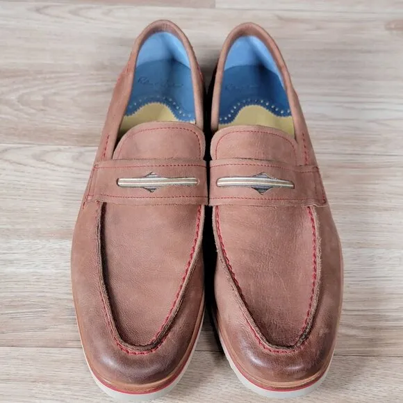 Robert Graham Gansevoort Shoes Mens Size 10.5 D Brown Leather Loafers Round Toe