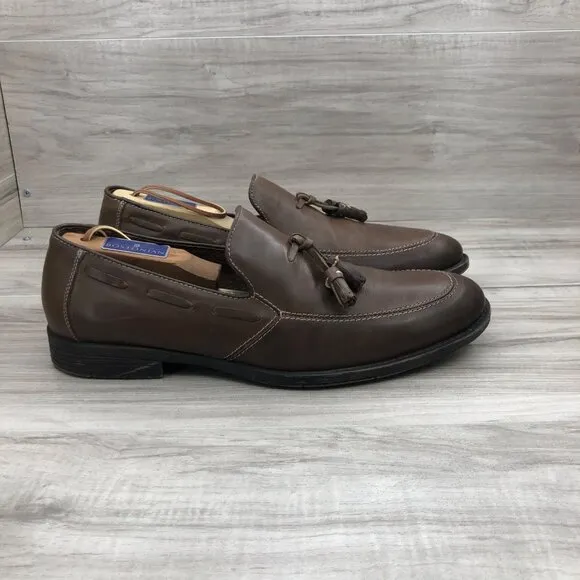 Robert Wayne Loafers Mens 8 Brown Leather Slip On Tassel Shoes