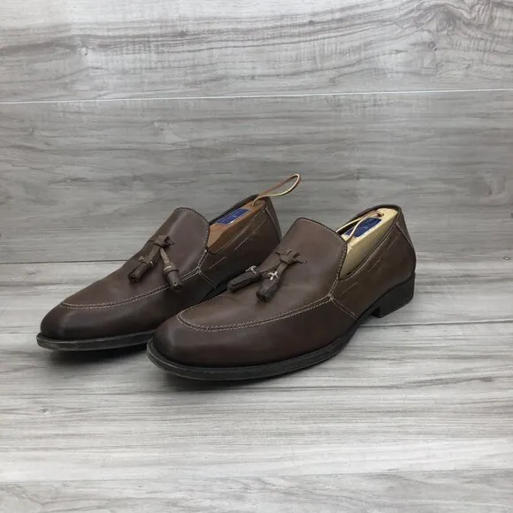 Robert Wayne Loafers Mens 8 Brown Leather Slip On Tassel Shoes