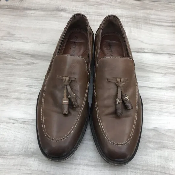 Robert Wayne Loafers Mens 8 Brown Leather Slip On Tassel Shoes