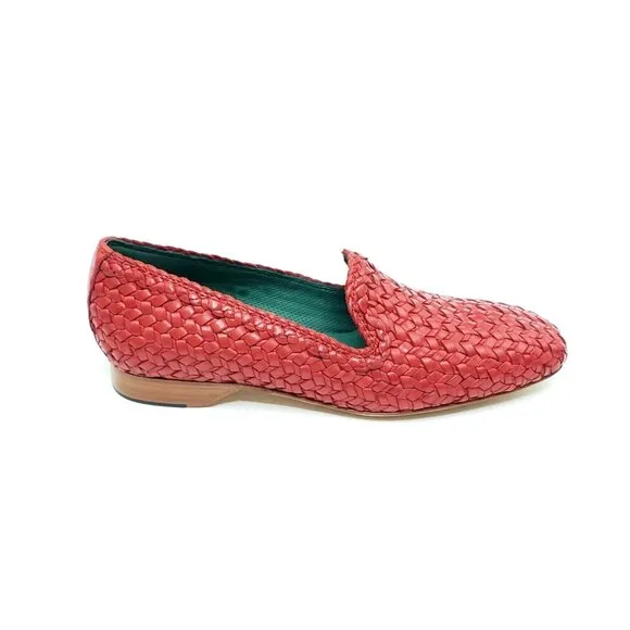 Robert Zur Loafer Flats Woven Slip On Red Soft Leather Womens US 10
