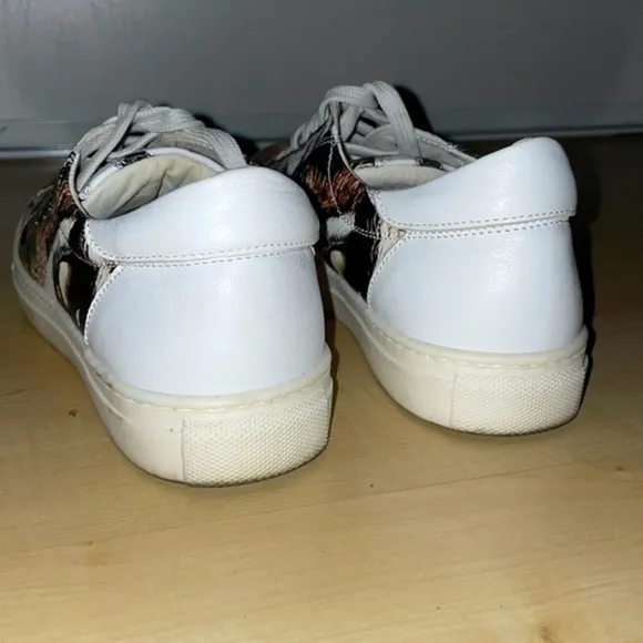 Roberto Cavalli Italy Animal Print Jaguar White Sneakers  Genuine Leather 36