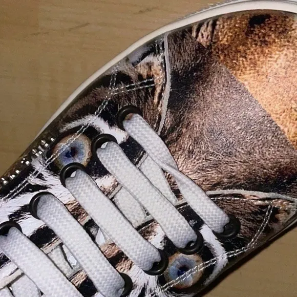 Roberto Cavalli Italy Animal Print Jaguar White Sneakers  Genuine Leather 36