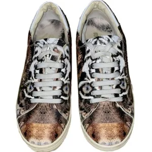 Roberto Cavalli Italy Animal Print Jaguar White Sneakers  Genuine Leather 36