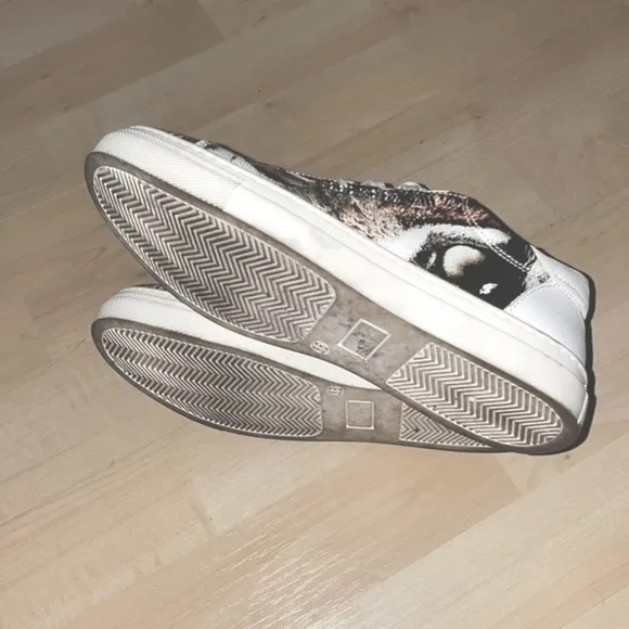 Roberto Cavalli Italy Animal Print Jaguar White Sneakers  Genuine Leather 36