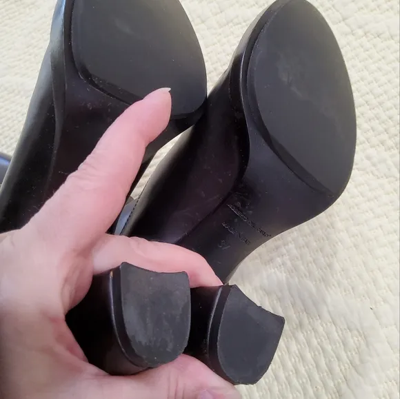 Robeto Del Carlo Riding Black Leather Knee-High Heeled Boots Size 37