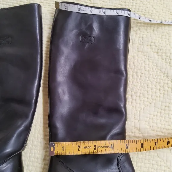 Robeto Del Carlo Riding Black Leather Knee-High Heeled Boots Size 37
