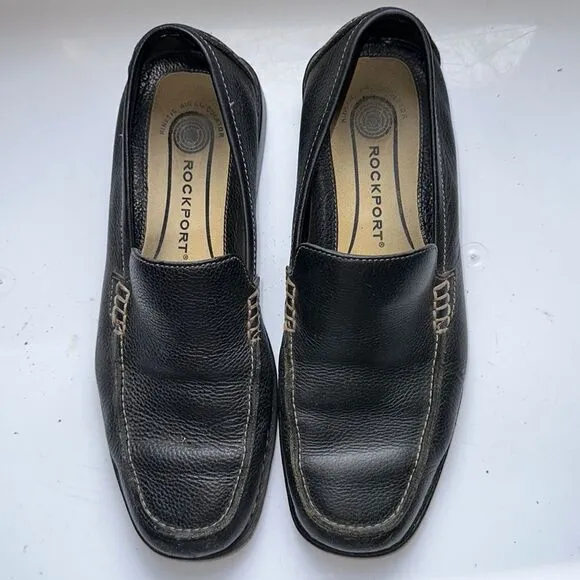 Rockport dark brown (almost black) slip on leather loafers