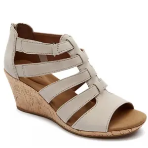 ROCKPORT Leather Gladiator Wedge Sandals 7 Wide