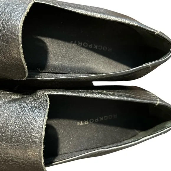 Rockport Women's Black Leather Loafers Size 8M Casual Slip-On‎ Shoes