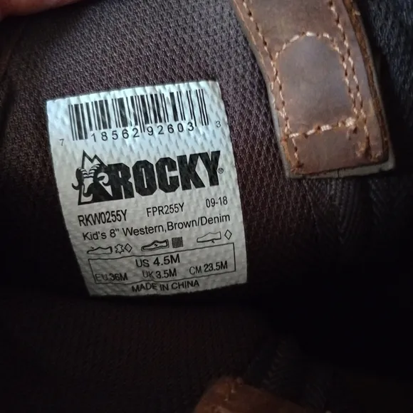 Rocky Big Kid's Ride FLX Western Boots - Denim Brown size is 4.5M