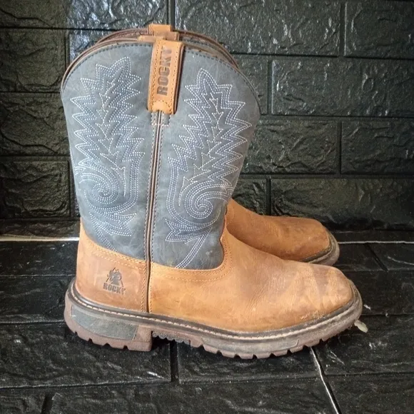 Rocky Big Kid's Ride FLX Western Boots - Denim Brown size is 4.5M
