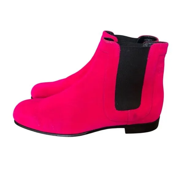 Roger Vivier Pink Pyramide Velvet Chelsea Boots size 36.5 size 6.5