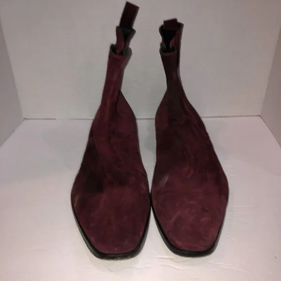 Ron Tomson EU 45 US 12.5 Burgundy Suede Leather Pull On Chelsea Boots MSRP $300