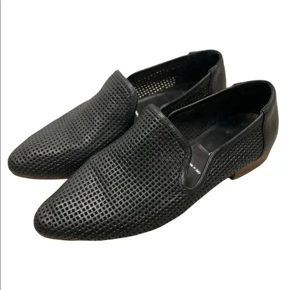 RON WHITE Leather Loafers Perforated Almond Toe Made In Italy EU 37