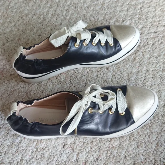 Ron White Nova Metallic Leather Wedge Sneakers size 8.5