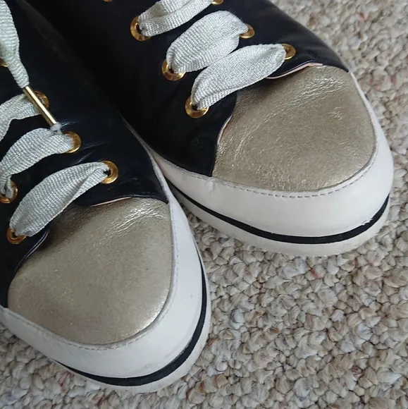 Ron White Nova Metallic Leather Wedge Sneakers size 8.5