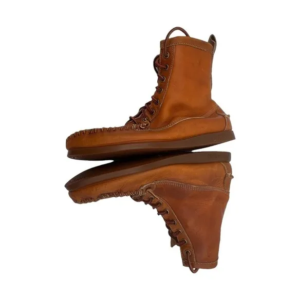 Ronnie Fieg By Sebago Brown Whip Stitch Lace Up Boots Size 8 Men's
