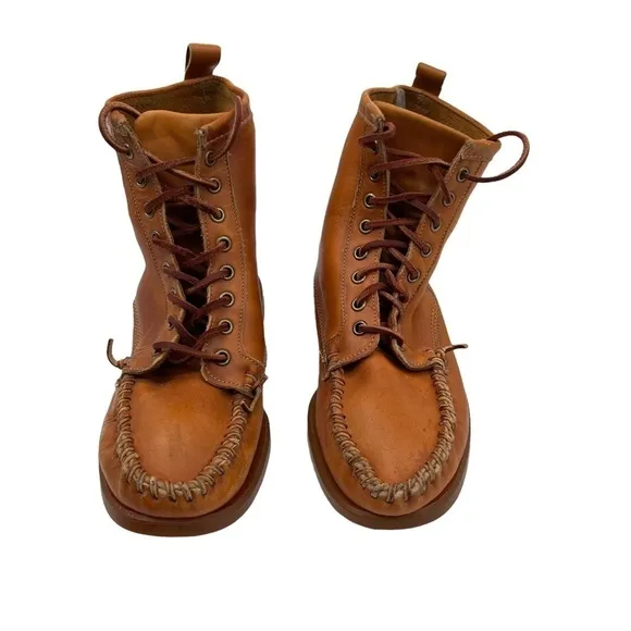 Ronnie Fieg By Sebago Brown Whip Stitch Lace Up Boots Size 8 Men's