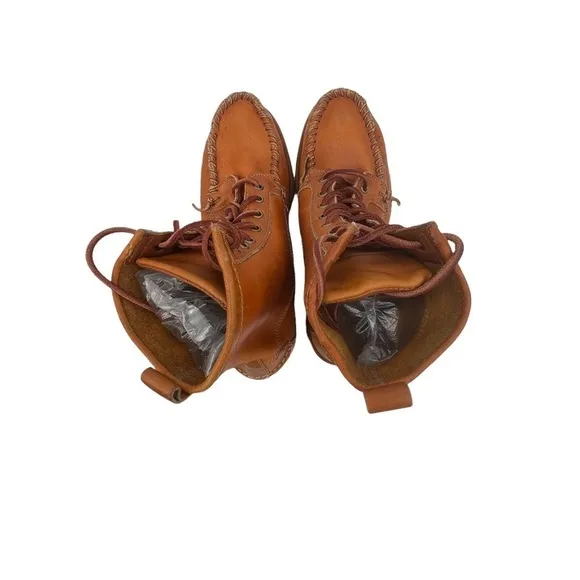 Ronnie Fieg By Sebago Brown Whip Stitch Lace Up Boots Size 8 Men's