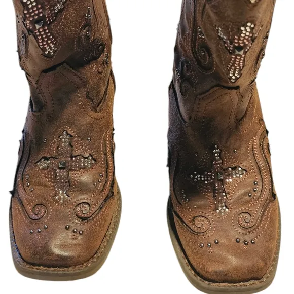 Roper Faith Crystal Rhinestone   Square Toe boots size 1