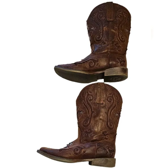 Roper Faith Crystal Rhinestone   Square Toe boots size 1
