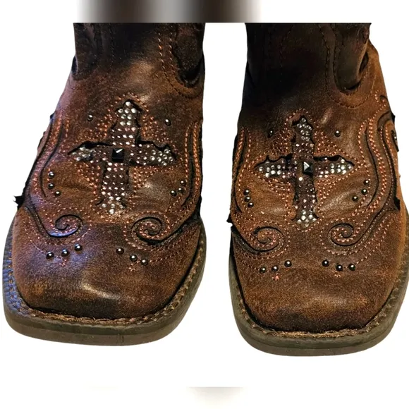 Roper Faith Crystal Rhinestone   Square Toe boots size 1
