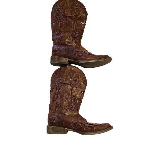 Roper Faith Crystal Rhinestone   Square Toe boots size 1