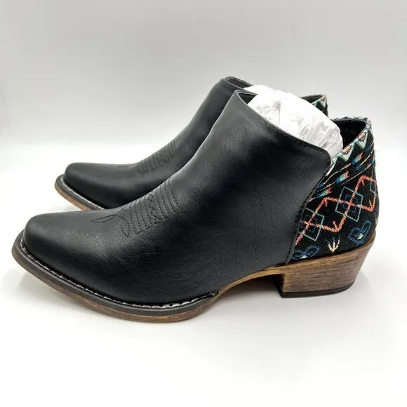 Roper Womens Size 7.5 Sedona Black Western Ankle Boots Booties Shoes