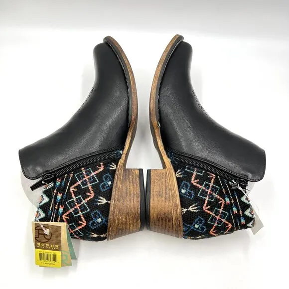 Roper Womens Size 7.5 Sedona Black Western Ankle Boots Booties Shoes