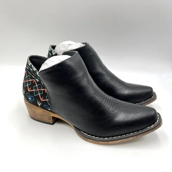 Roper Womens Size 7.5 Sedona Black Western Ankle Boots Booties Shoes