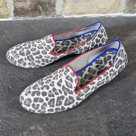 Rothys 10 Mocha Spot Leopard Print Loafers Slip On Shoes