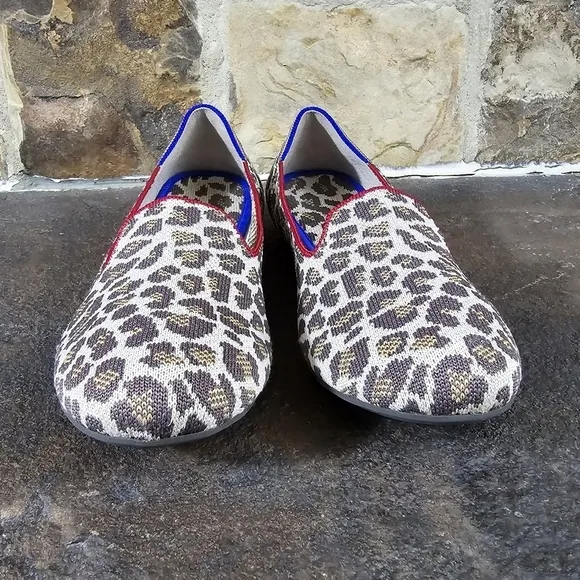 Rothys 10 Mocha Spot Leopard Print Loafers Slip On Shoes