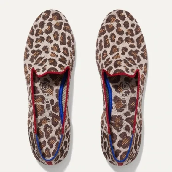 Rothys 10 Mocha Spot Leopard Print Loafers Slip On Shoes