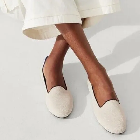 Rothy's Beige and Black Slip-On Flats