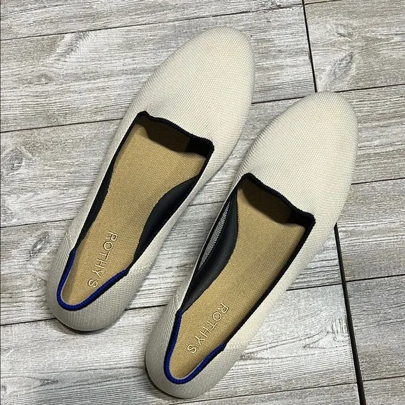 Rothy's Beige and Black Slip-On Flats