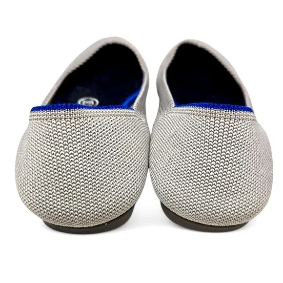 Rothy's Birdseye Round Flats Women's Grey Slip On Washable Everyday Casual W8