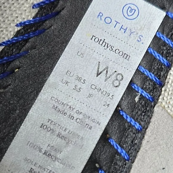 Rothy's Birdseye Round Flats Women's Grey Slip On Washable Everyday Casual W8
